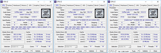 CPU-Z Core i9-9900K [cliquer pour agrandir]