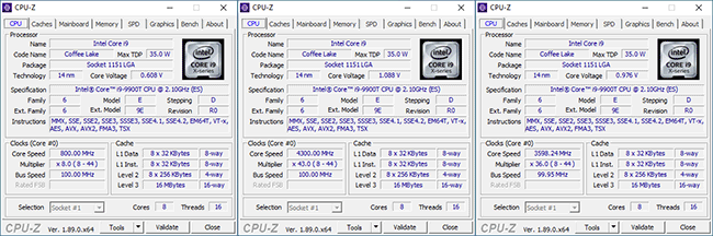 CPU-Z Core i9-9900T [cliquer pour agrandir]