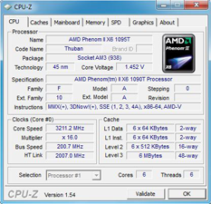 CPUZ Phenom II X6 1090T fréquence [cliquer pour agrandir]