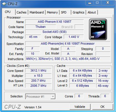 CPUZ Phenom II X6 1090T fréquence turbo [cliquer pour agrandir]