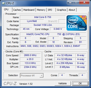 CPUZ i5-750 fréquence [cliquer pour agrandir]