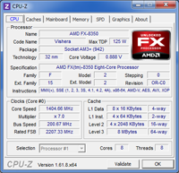 CPUZ FX-8350 : Fréquence  [cliquer pour agrandir]