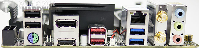 MSI B350I PRO AC : panneau de connexion arrière [cliquer pour agrandir]