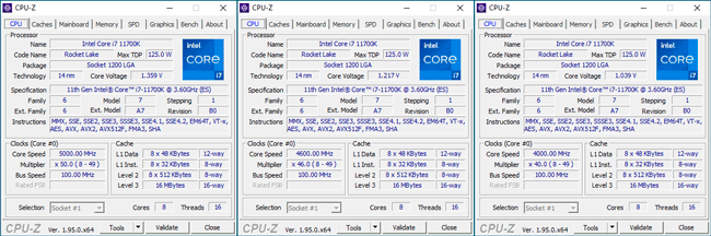 Core i7-11700K : les fréquences [cliquer pour agrandir]