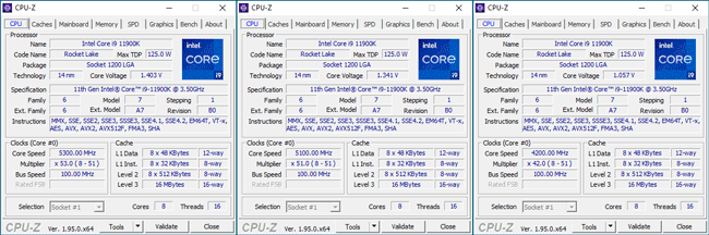 Core i9-11900K : les fréquences [cliquer pour agrandir]