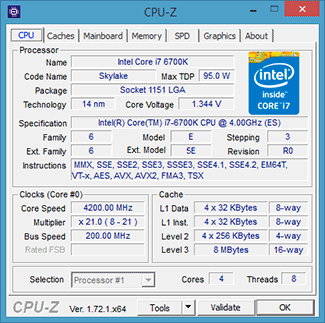 CPU-Z Bus skylake overclocké