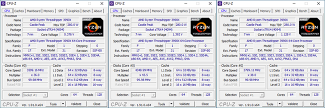 Fréquences Threadripper 3990X [cliquer pour agrandir]