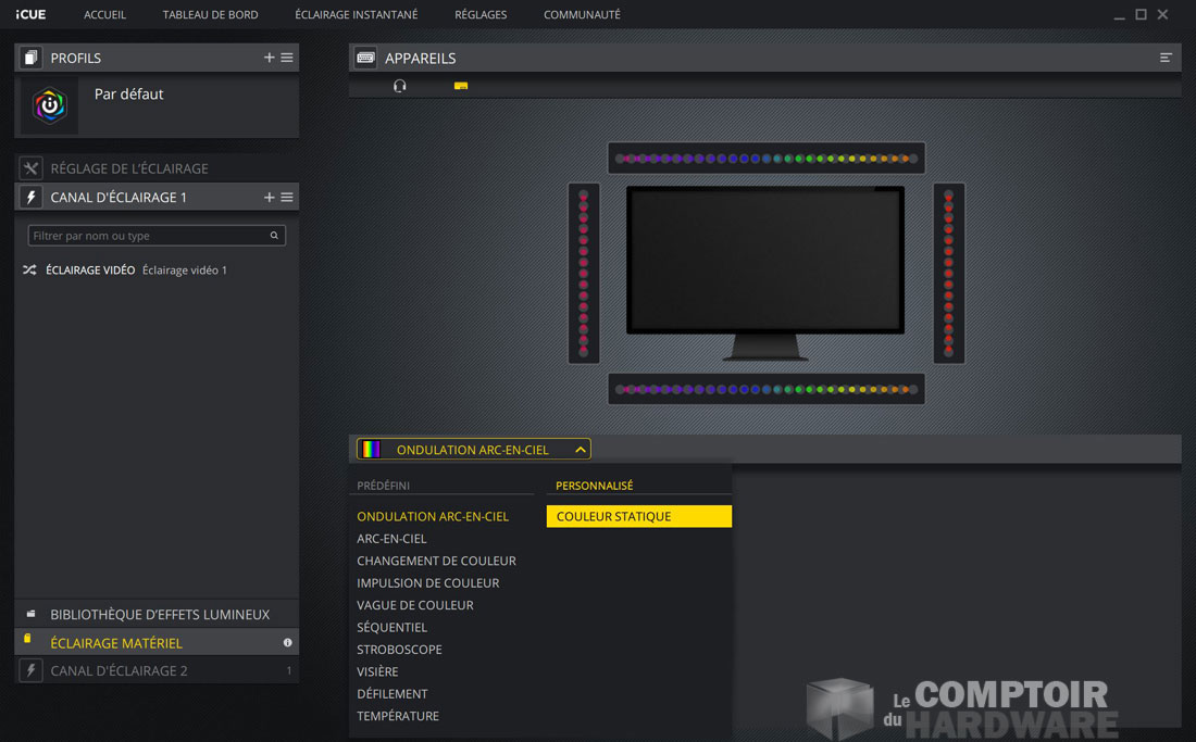 Le suite des effets disponibles sur le canal 1 ici