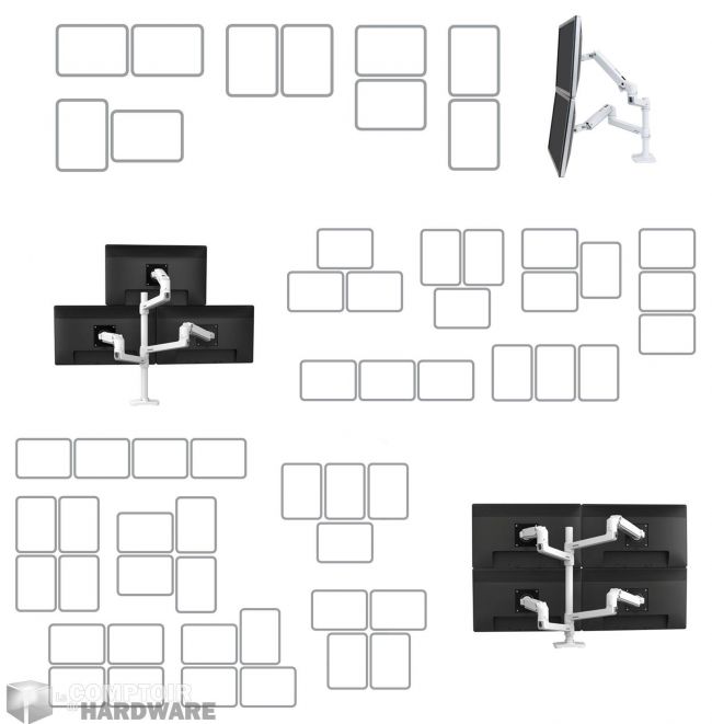 ergotron lx : exemples de configurations possibles [cliquer pour agrandir]