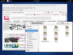 Fedora sous Gnome, aussi sobre que sous Debian [cliquer pour agrandir]