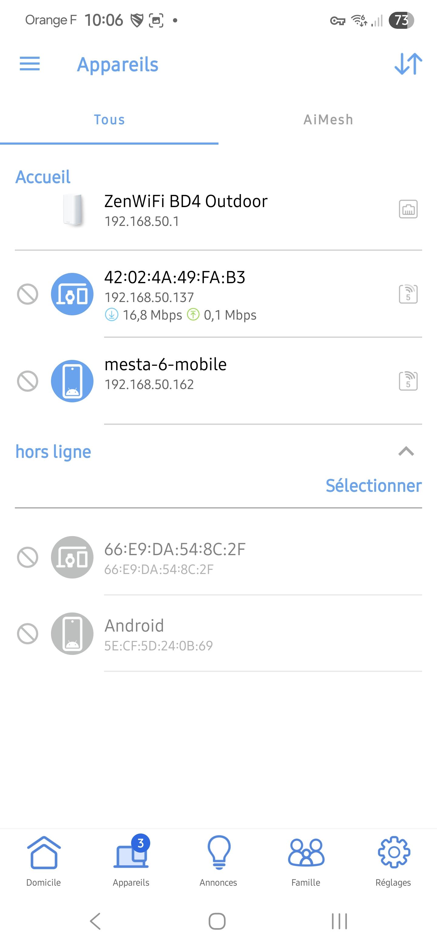 ASUS BD4 appli / liste appareils