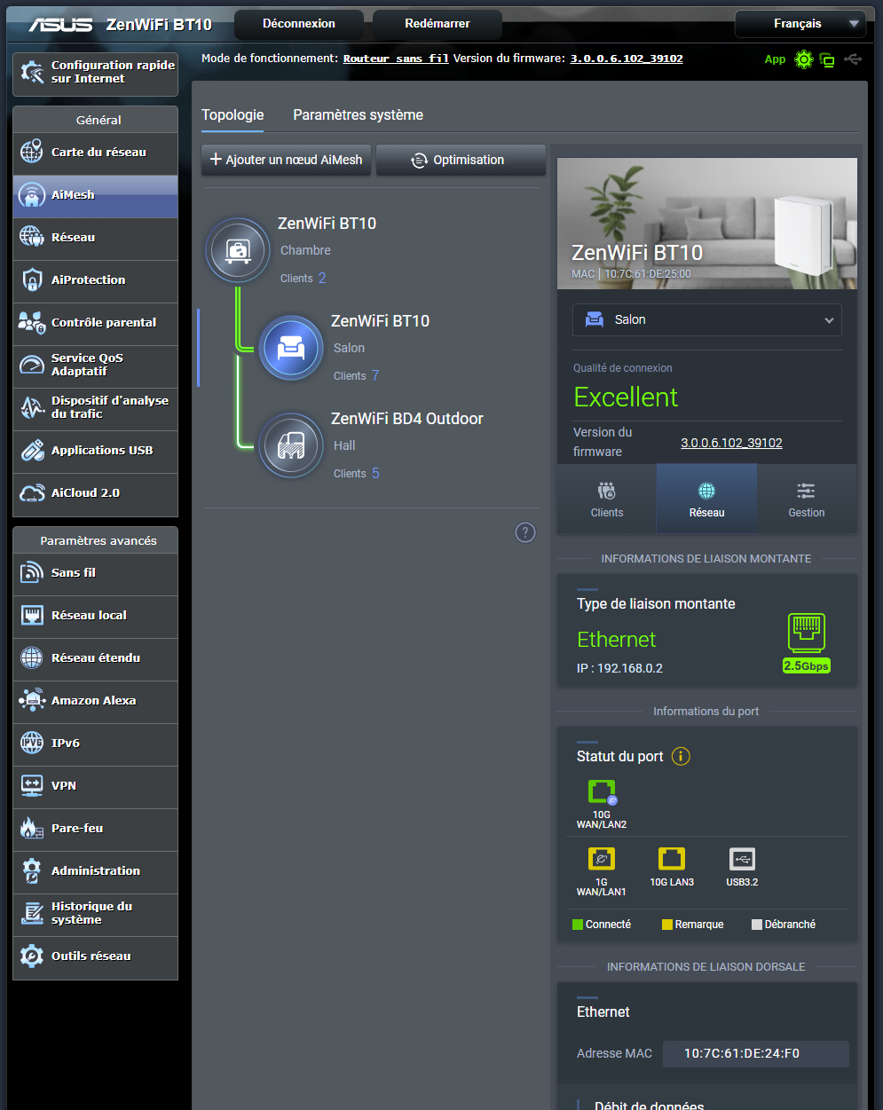 asus BD4 / BT110 web interface / aimesh