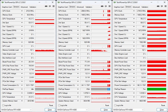 GPU-Z : les fréquences [cliquer pour agrandir]