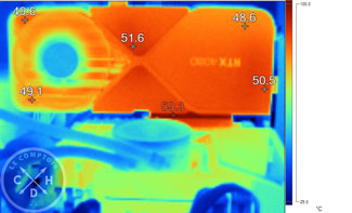 Image thermique de la RTX 4080 FE en charge [cliquer pour agrandir]