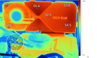 Image thermique de la RTX 4090 FE en charge [cliquer pour agrandir]