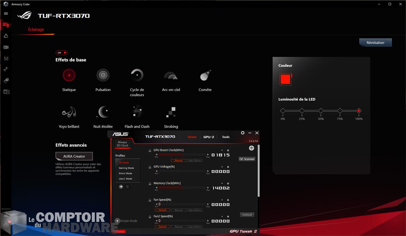 asus tuf gaming rtx 3070 - logiciels : Armoury Crate et GPU Tweaks