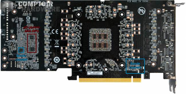 gigabyte rtx 3080 eagle oc - vue détaillée du pcb de dos [cliquer pour agrandir]