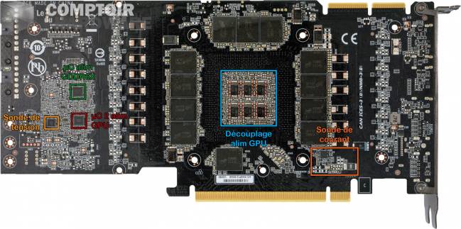 gigabyte rtx 3090 gaming oc - vue détaillée du PCB : derrière [cliquer pour agrandir]