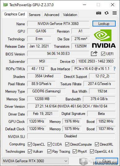 Inno3D RTX 3060 iChill Red gpuz