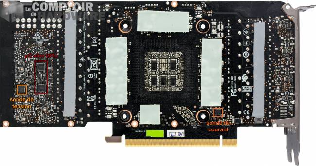 inno3d rtx 3080 ichill x3 - vue détaillée du PCB : face arrière [cliquer pour agrandir]