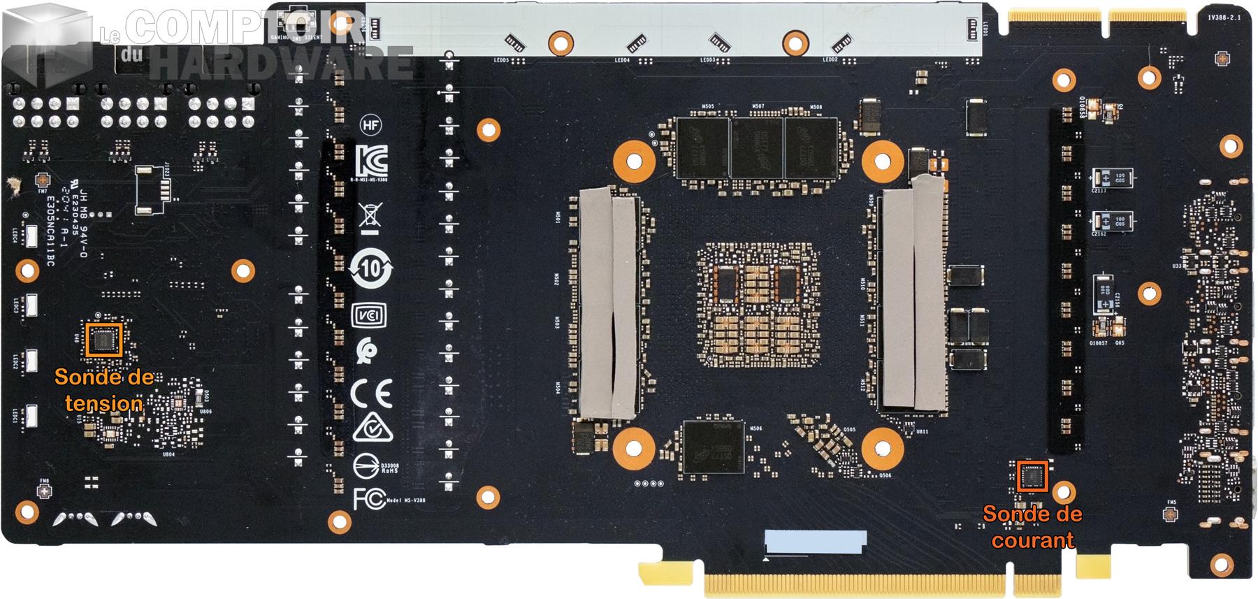 msi rtx 3090 suprim x - vue détaille du pcb : face arrière