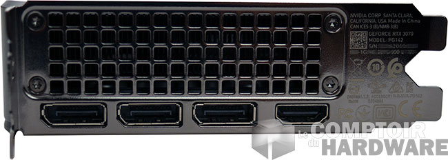 GeForce RTX 3070 Founders Edition : connectiques [cliquer pour agrandir]