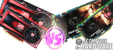 SLI de 9800GT ou crossfire de HD4770 ?