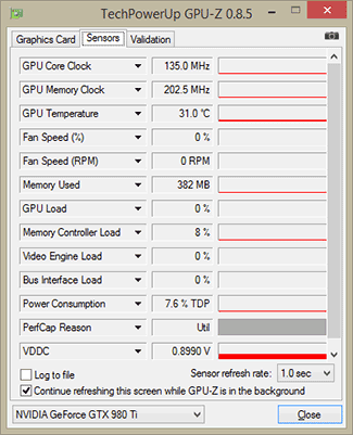 Zotac GTX 980 Ti AMP! GPU-Z idle