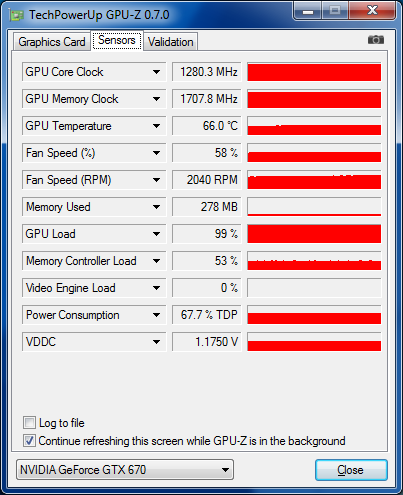 GPU-Z Gainward GTX 670 Phantom overclockée