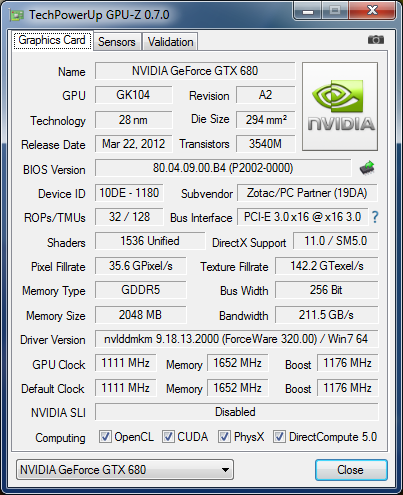 GPU-Z Zotac GTX 680 AMP!