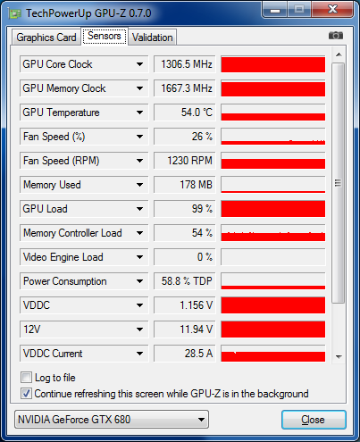 GPU-Z Asus GTX 680 Direct CU II TOP overclockée