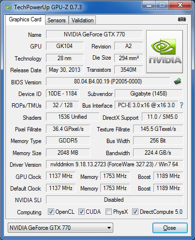 GPU-Z Gigabyte GV-N770OC-2GD