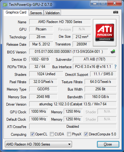 GPU-Z HIS HD 7850 IceQ X Turbo X
