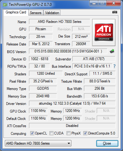 GPU-Z HIS HD 7870 IceQ Turbo