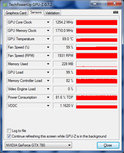 GPU-Z eVGA GTX 780 SC ACX overclockée