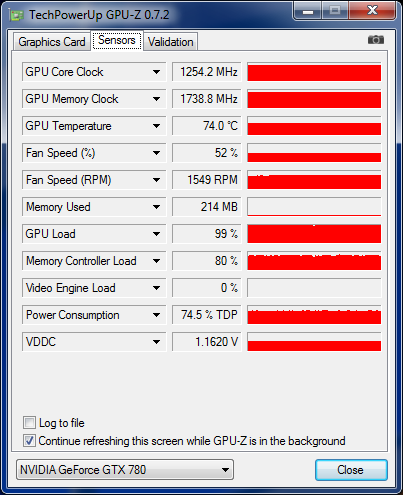 GPU-Z Gainward GTX 780 Phantom overclockée