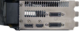 Asus GTX 680 DirectCU II TOP : connecteurs [cliquer pour agrandir]