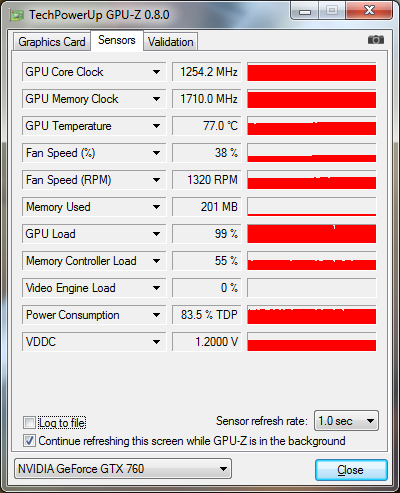 GPU-Z MSI N760 ITX overclockée