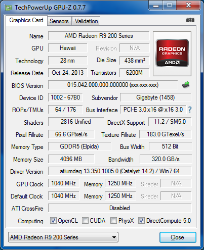 GPU-Z Gigabyte GV-R929XOC-4GD