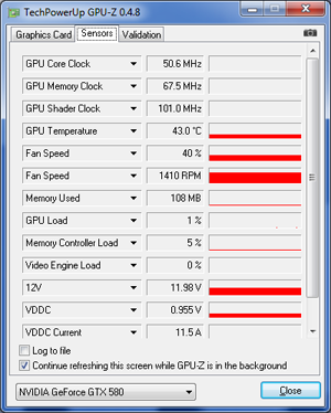 GPUZ GTX 580 repos [cliquer pour agrandir]