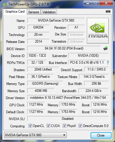 GPU-Z GeFORCE GTX 980