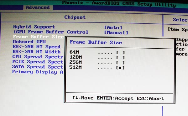 bios hybrid sli mémoire