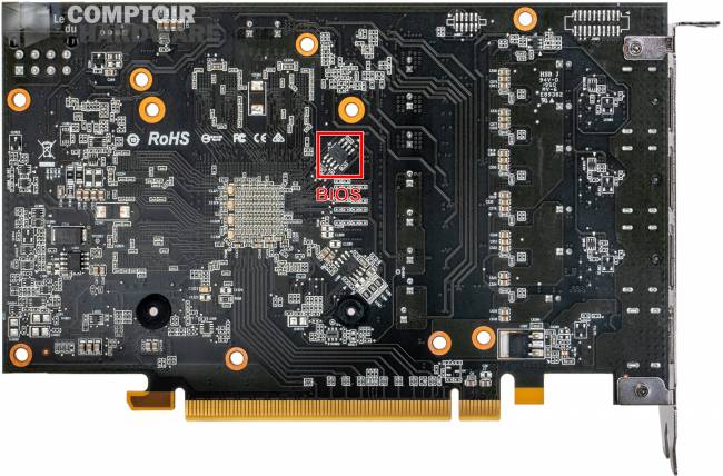 asrock phantom gaming rx 5500 xt - vue détaillée du pcb : face arrirèe [cliquer pour agrandir]