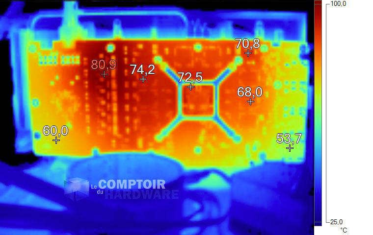 Image infrarouge de Sapphire Pulse RX 5600 XT OC en charge sans plaque arrière
