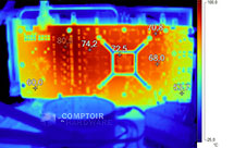 Image infrarouge de Sapphire Pulse RX 5600 XT OC en charge sans plaque arrière [cliquer pour agrandir]