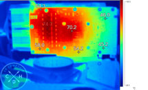 Image thermique de la MSi RX 6650 XT Gaming X en charge [cliquer pour agrandir]