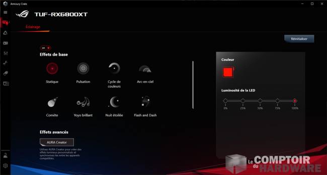 asus tuf gaming rx 6800 xt - logiciel : armoury crate [cliquer pour agrandir]
