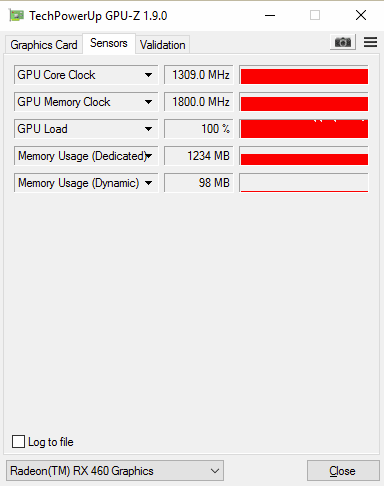 GPU-Z XFX RX 460 DD : overclocking