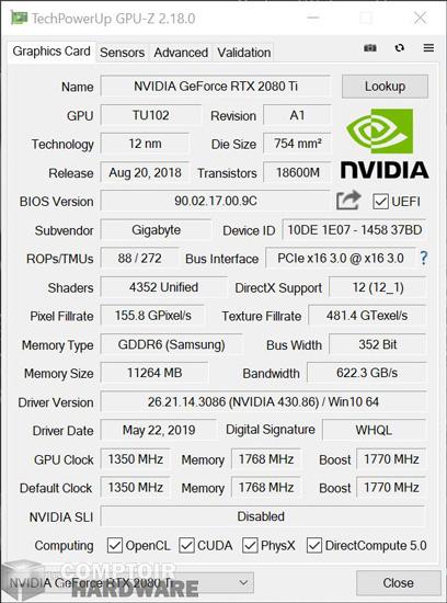 aorus rtx 2080 ti xtreme gpuz