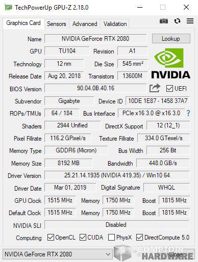 gigabyte rtx 2080 gaming oc gpuz